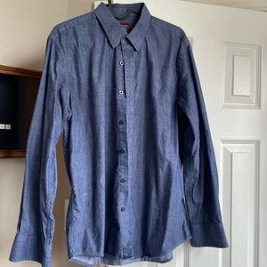 Untuckit Mens long sleeve denim-feel button down shirt